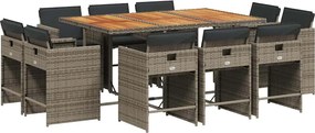 vidaXL 11 részes szürke polyrattan kerti ülőgarnitúra párnákkal