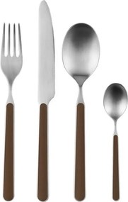 Barna-ezüstszínű rozsdamentes acél egyszemélyes evőeszköz készlet 4 db-os Noli – noo.ma