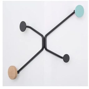 Hook fekete fali akasztó külső sarokra mentol zöld részletekkel - Gazzda