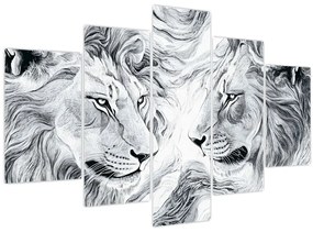 Kép - Rajzolt oroszlánfejek (150x105 cm)