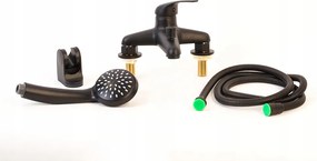 Kádtöltő Csaptelep Álló 2 Lyukú 14,5 CM 145 MM Sárgaréz Fekete Szett