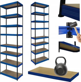 Tárolószekrény fém állvány Helios 270x50x50cm 8Px175kg Tömör Kék