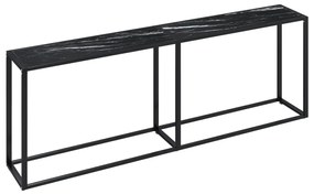 fekete márványszínű edzett üveg tálalóasztal 220 x 35 x 75,5 cm