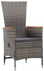9-részes szürke polyrattan kültéri étkezőgarnitúra párnákkal