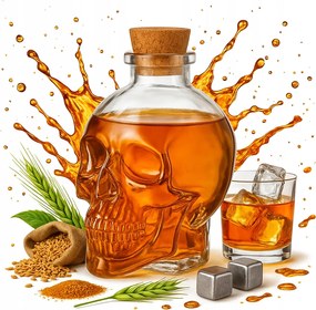 Karafka Üveg Palack Koponya 100ml Alkoholos Palackok Ajándék Dekoráció