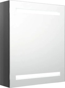 vidaXL fényes szürke LED-es tükrös fürdőszobaszekrény 50 x 14 x 60 cm