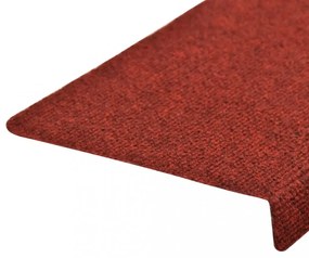 15 db tűvel lyuggatott piros szövet lépcsőszőnyeg 65x21x4 cm