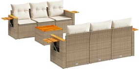 vidaXL 7 részes bézs polyrattan kerti ülőgarnitúra párnákkal
