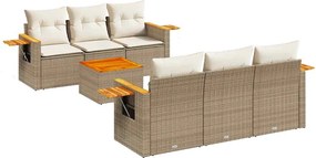 vidaXL 7 részes bézs polyrattan kerti ülőgarnitúra párnákkal