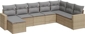 vidaXL 8 részes bézs polyrattan kerti ülőgarnitúra párnával