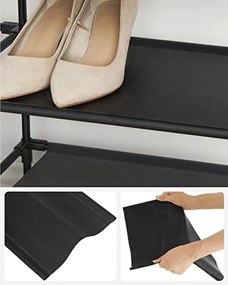 Cipőtartó állvány, 10 szintes, keskeny cipőtároló, 28x45x173 cm,  fekete