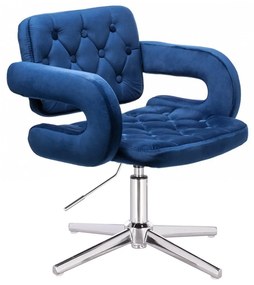 HR8403CROSS Tengerkék modern velúr szék krómozott lábbal