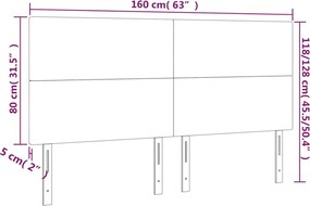 krémszínű műbőr LED-es fejtámla 160x5x118/128 cm
