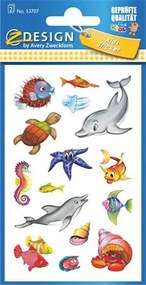 Matrica, papír, 2 ív, 76x120 mm, AVERY ZWECKFORM, Z-Design No.53707, csillogó tengeri állatok (AY53707)