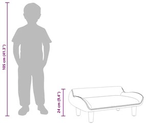 fekete gyerek bársonykanapé 70 x 40 x 24 cm