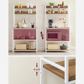 Konyhai polc, rendszerező polc konnektorokkal, 40x80x170 cm, barna- fehér