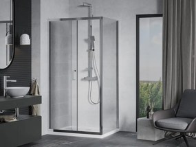 Mexen Apia 120 x 90 cm-es, átlátszó, króm eltolható zuhanykabin + Flat zuhanytálca - 840-120-090-01-00-4010