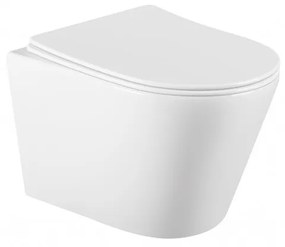 Akasztós készlet GEBERIT Duofix Basic + WC RICO Rimless 48 x 35 cm + lassan eső deszka Slim, fehér, 3372XX00 + 39040100