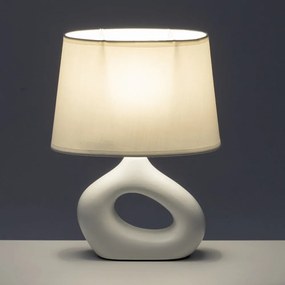 Fehér kerámia asztali lámpa textil búrával (magasság 30 cm) – Casa Selección