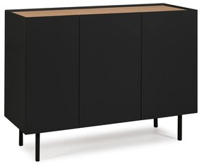 Fekete-natúr színű alacsony komód tölgyfa dekorral 110x85 cm Arista – Teulat