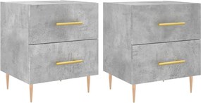 vidaXL 2 db betonszürke szerelt fa éjjeliszekrény 40 x 35 x 47,5 cm
