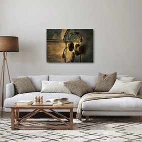 Üveg kép - Vintage repülőgép fejhallgató (70x50 cm)