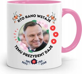 Andrzej Duda Pis Rózsaszín Elnöki Bögre fényképes nyomattal