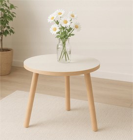 Dohányzóasztal fehér kerek 50 cm, magasság 47 cm hálószoba nappali asztal