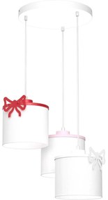 Gyerek csillár zsinóron SWEET 3xE27/15W/230V fehér/rózsaszín/piros/íj