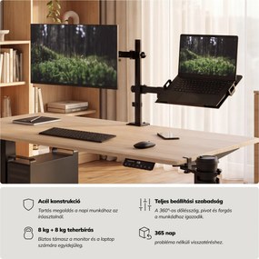 Monitor- és laptopállvány 2 az 1-ben fekete: MARK