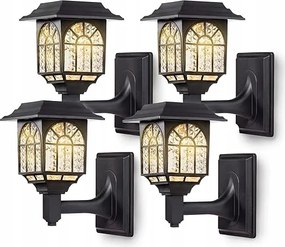 Napelemes Lámpa Kültéri Fali lámpa Kert Terasz Szett 4 db Fekete