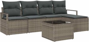 vidaXL Kanapé Szett párnával tárolóval 6 pcs Világosszürke polirattan