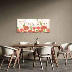 Kép - Madarak egy virágzó réten (120x50 cm)