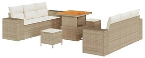 vidaXL Kerti Kanapé Szett párnával 9 pcs Beige és krém Poly Rattan