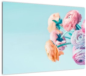 Kép - Virágok a vázában (üvegen) (70x50 cm)