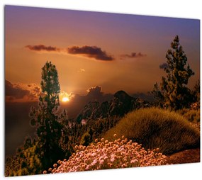 Természet képe naplementekor (üvegen) (70x50 cm)