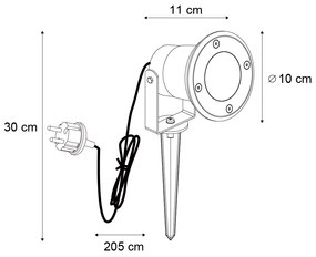 Beige GU10 50mm-es állítható IP65-ös kábellel és dugóval ellátott kerti reflektor - Basic