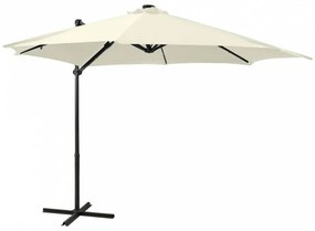 Homokszínű konzolos napernyő rúddal és led-fényekkel 300 cm