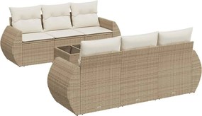 vidaXL 7 részes bézs polyrattan kerti ülőgarnitúra párnákkal