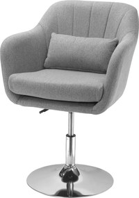 HOMCOM Karosszék, Karfás Fotelek Derékpárnával, Párnázott Fekvőszék Fém Alappal, Len Hatás, Magasságban Állítható Forgószék Hálószobába, Nappaliba, Sz