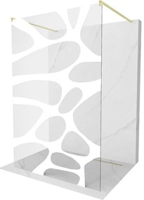Mexen Kioto, Walk-In zuhany paraván 100 x 200 cm, 8 mm átlátszó üveg fehér mintás, arany matt profil, 800-100-002-55-97