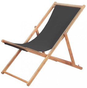 szürke összecsukható szövetkárpitos, favázas strandszék