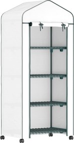 Outsunny Üvegház Görgőkkel, Polcokkal, Télálló Acél Fólia Üvegház, Üvegház Balkónra, Kertbe, Paradicsomház 69 x 50 x 165 cm, Paradicsom Üvegház Paradi