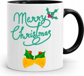 Fekete Karácsonyi Bögre Mikulásra, fényképes nyomtatással