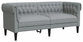 2 személyes világosszürke szövet Chesterfield kanapé