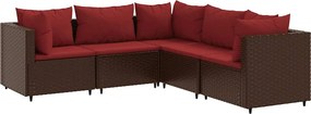 vidaXL 5 részes barna polyrattan kerti ülőgarnitúra párnákkal