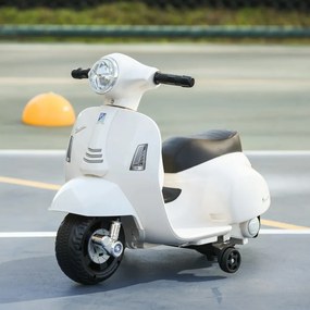 HOMCOM Elektromos gyerekmotor vespa, LED fénnyel, hanggal, 18-36 hónapos korú, fehér