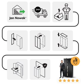 Fém iratszekrény JAN H, 900 x 1950 x 400 mm, fekete