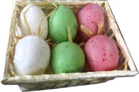 6 db-os tojás szett medállal kosárban 6x4cm Dekoráció Húsvéti dekoráció