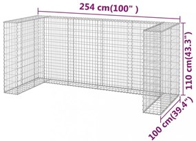 horganyzott acél gabionfal szemeteskukákhoz 254 x 100 x 110 cm